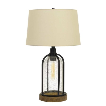 CAL LIGHTING 27 Height Metal And Pine Wood Table Lamp In Black And Wood Finish" BO-2840TB